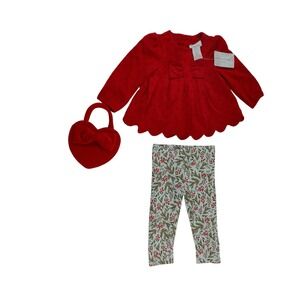Tommy Bahama Kids 12M‎ Red Top Leggings Heart Purse Outfit Set Holiday NWT